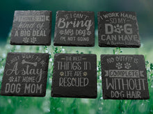 Load image into Gallery viewer, Set of 6 Dog Lover Laser Engraved Slate Coasters