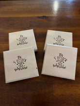 Load image into Gallery viewer, Set of 4 Engraved WhiteWood Drink Coasters with Bottle Opener