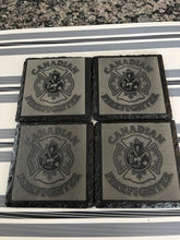 Load image into Gallery viewer, Set of 4 Engraved Slate Coasters - Canadian Firefighter