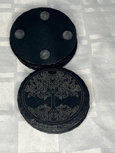 Load image into Gallery viewer, Laser Engraved Slate Drink Coasters - Tree Of Life - Set of 6