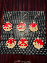 Load image into Gallery viewer, Set of 6 Christmas Tree Ornaments | Holiday Ornaments | Laser Cut Ornaments | Tree Decorations