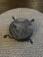 Load image into Gallery viewer, Laser Engraved Wolf Slate Drink Coasters