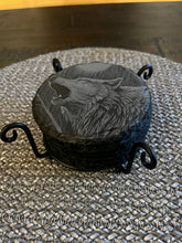 Load image into Gallery viewer, Laser Engraved Wolf Slate Drink Coasters