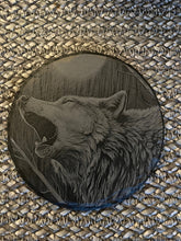 Load image into Gallery viewer, Laser Engraved Wolf Slate Drink Coasters