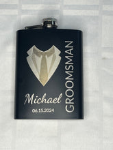 Load image into Gallery viewer, Laser Engraved Whiskey Flask | Wedding Favors | Groomsman/Best-Man Gift