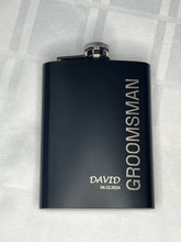 Load image into Gallery viewer, Laser Engraved Whiskey Flask | Wedding Favors | Groomsman/Best-Man Gift