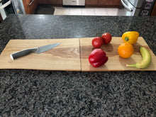 Load image into Gallery viewer, Set of two 17" Live Edge Cherry Serving Tray/Charcuterie Boards