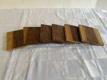 Load image into Gallery viewer, Set of 6 Handcrafted Solid Walnut Coasters