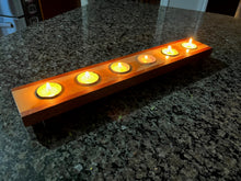 Load image into Gallery viewer, Handcrafted Long Multi-Wood Tea Light Holder