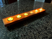 Load image into Gallery viewer, Handcrafted Long Multi-Wood Tea Light Holder