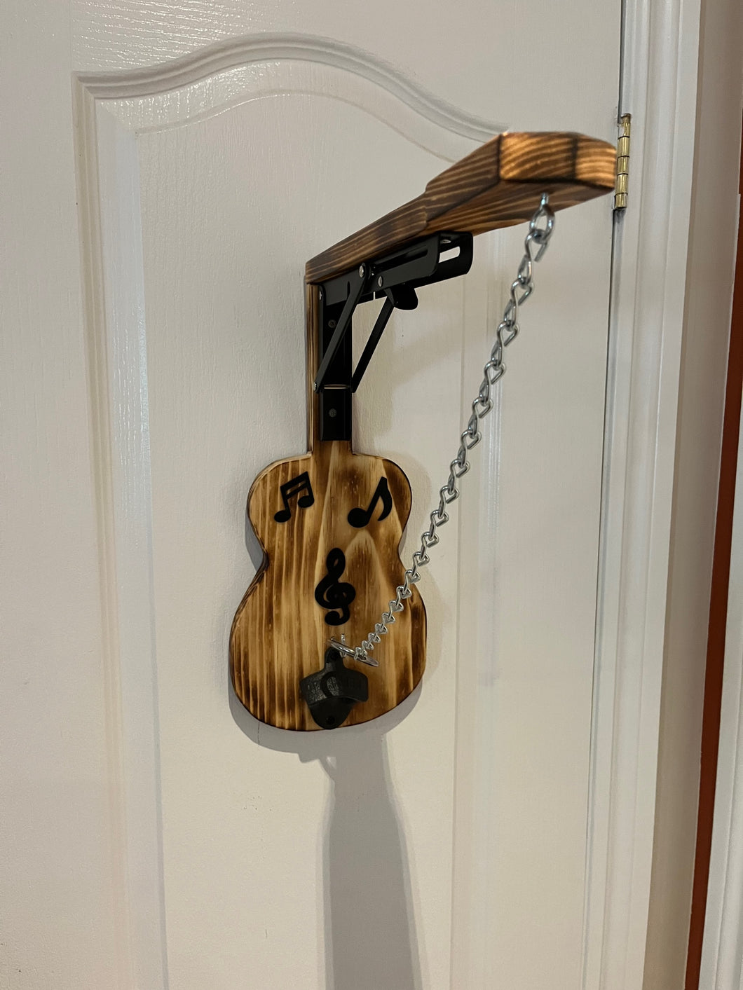 Handcrafted Guitar Shaped Folding Wall Mounted Hook & Ring Toss Game