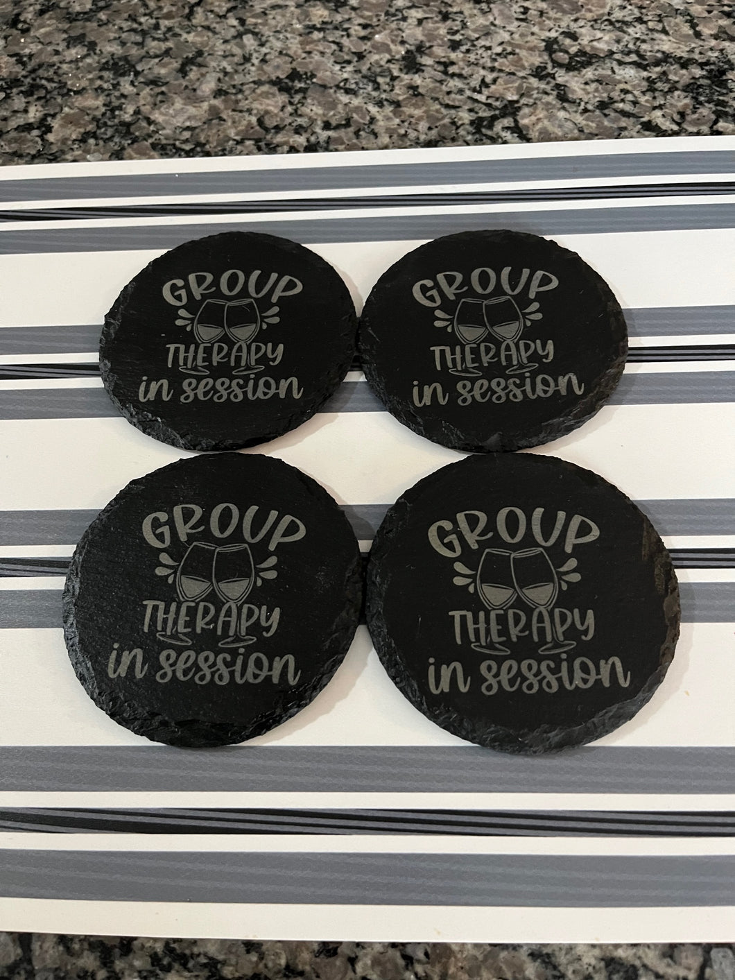 Engraved Slate Coasters - Group Therapy In Session
