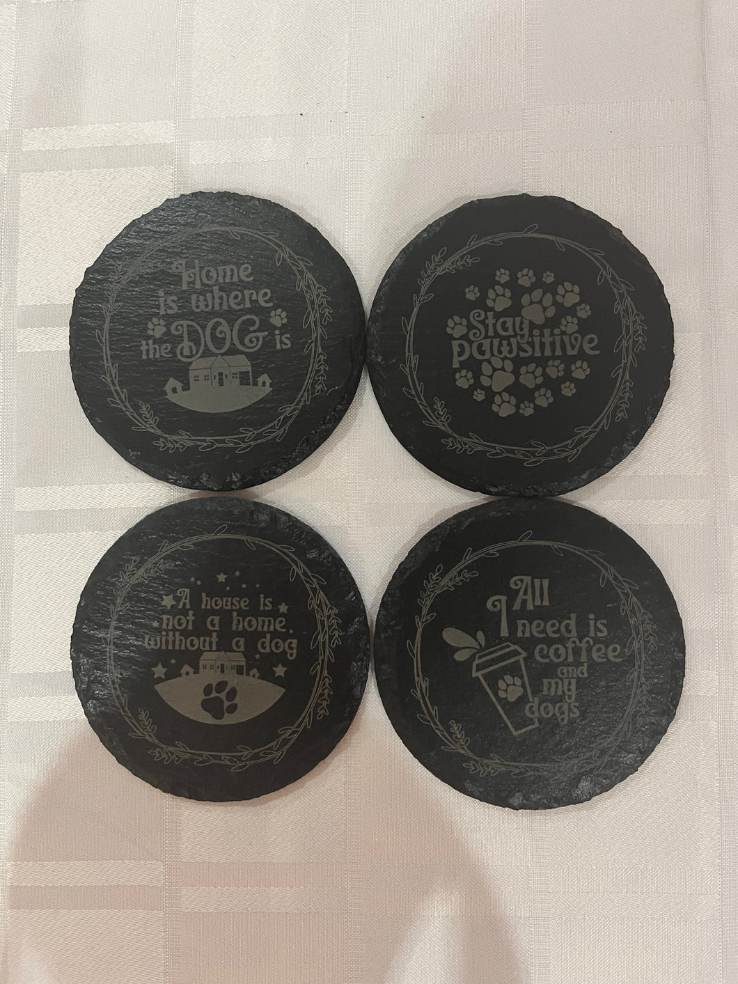 Engraved Slat Dog Lover Drink Coasters