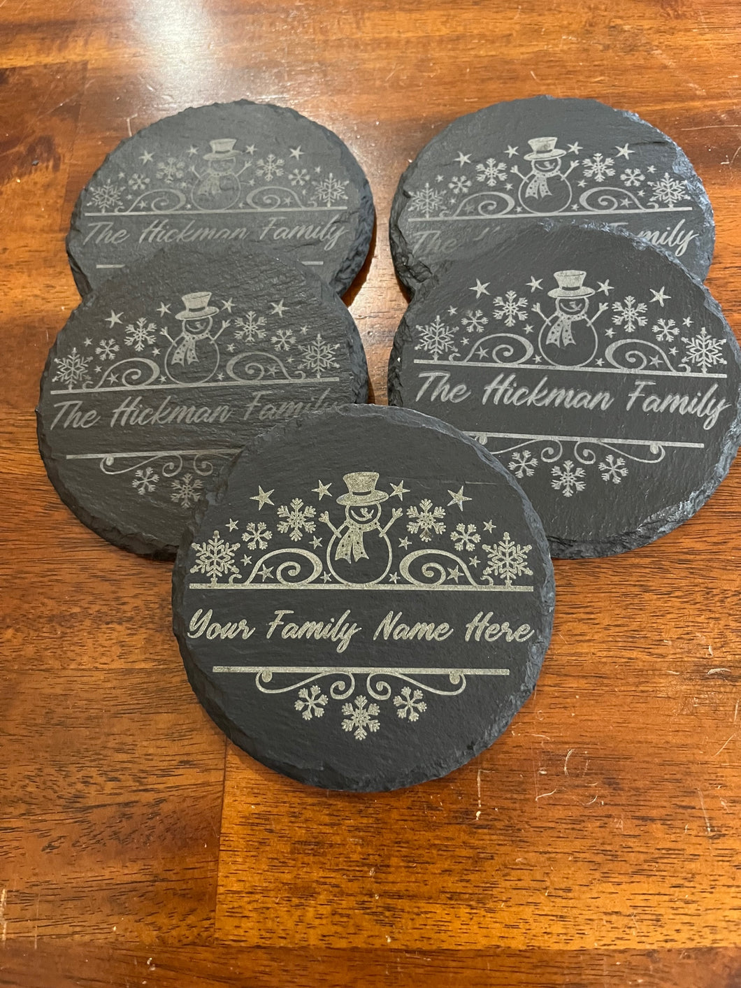 Personalized Engraved Slate Christmas Coasters