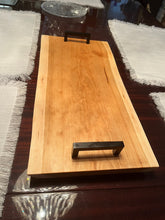 Load image into Gallery viewer, Handcrafted Live edge Cherry Serving Board with Handles
