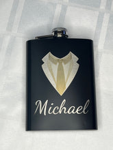 Load image into Gallery viewer, Laser Engraved Whiskey Flask | Wedding Favors | Groomsman/Best-Man Gift
