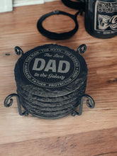 Load image into Gallery viewer, Laser Engraved Slate Drink Coasters for Dad
