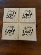 Load image into Gallery viewer, Set of 4 Engraved WhiteWood Drink Coasters with Bottle Opener

