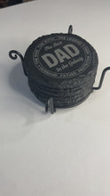 Load and play video in Gallery viewer, Laser Engraved Slate Drink Coasters for Dad
