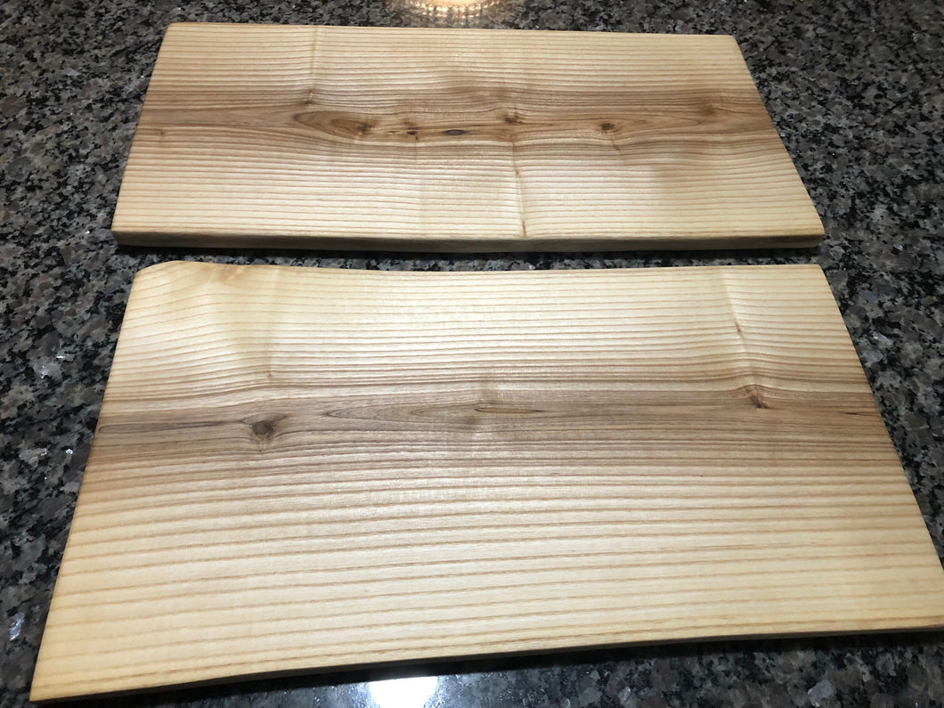Set of 2 Live Edge Ash Wood Serving Boards