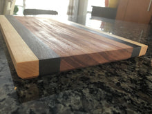 Load image into Gallery viewer, Handcrafted 15 1/2&quot; Serving/Charcuterie Board/ 3 Exotic Woods
