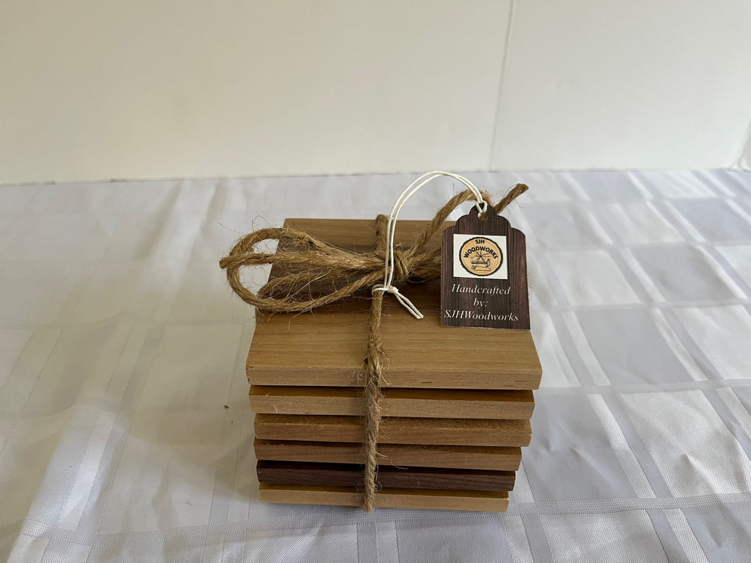 Set of 6 Handcrafted Solid Walnut Coasters