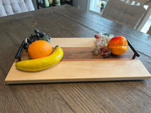 Load image into Gallery viewer, Modern Designed Wood Serving Board with Handles.
