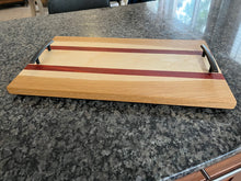 Load image into Gallery viewer, Modern Designed, Handcrafted Wood Serving Board with Handles
