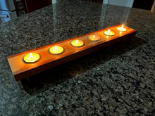 Load image into Gallery viewer, Handcrafted Long Multi-Wood Tea Light Holder
