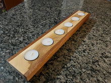 Load image into Gallery viewer, Handcrafted Long Multi-Wood Tea Light Holder
