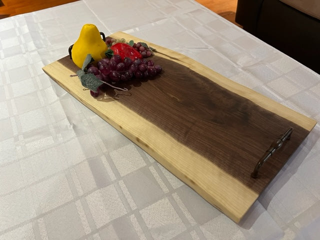Live Edge Walnut Serving Tray with Handles